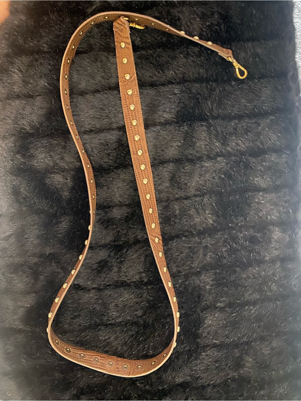 Studded Brown Leather Strap for Women - Adjustable Crossbody Replacement